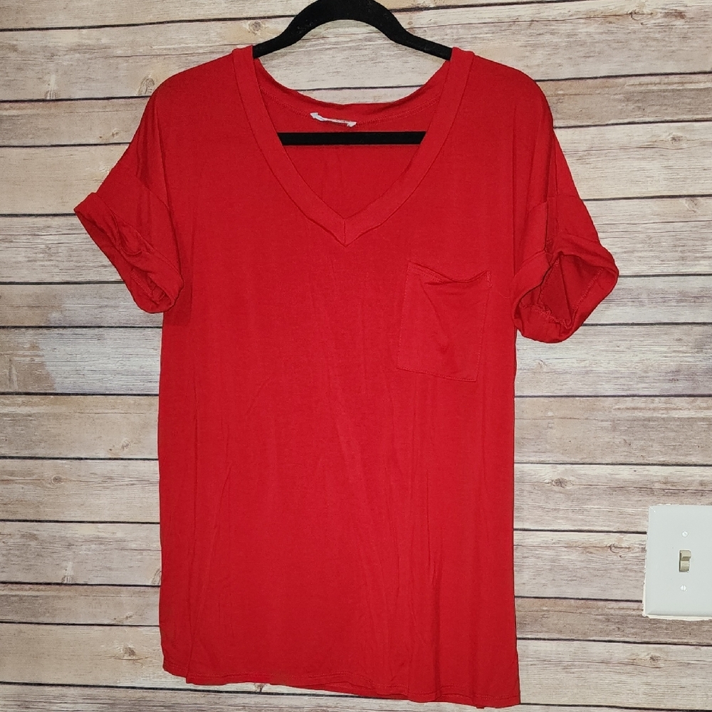 Blumin Red V-Neck Top